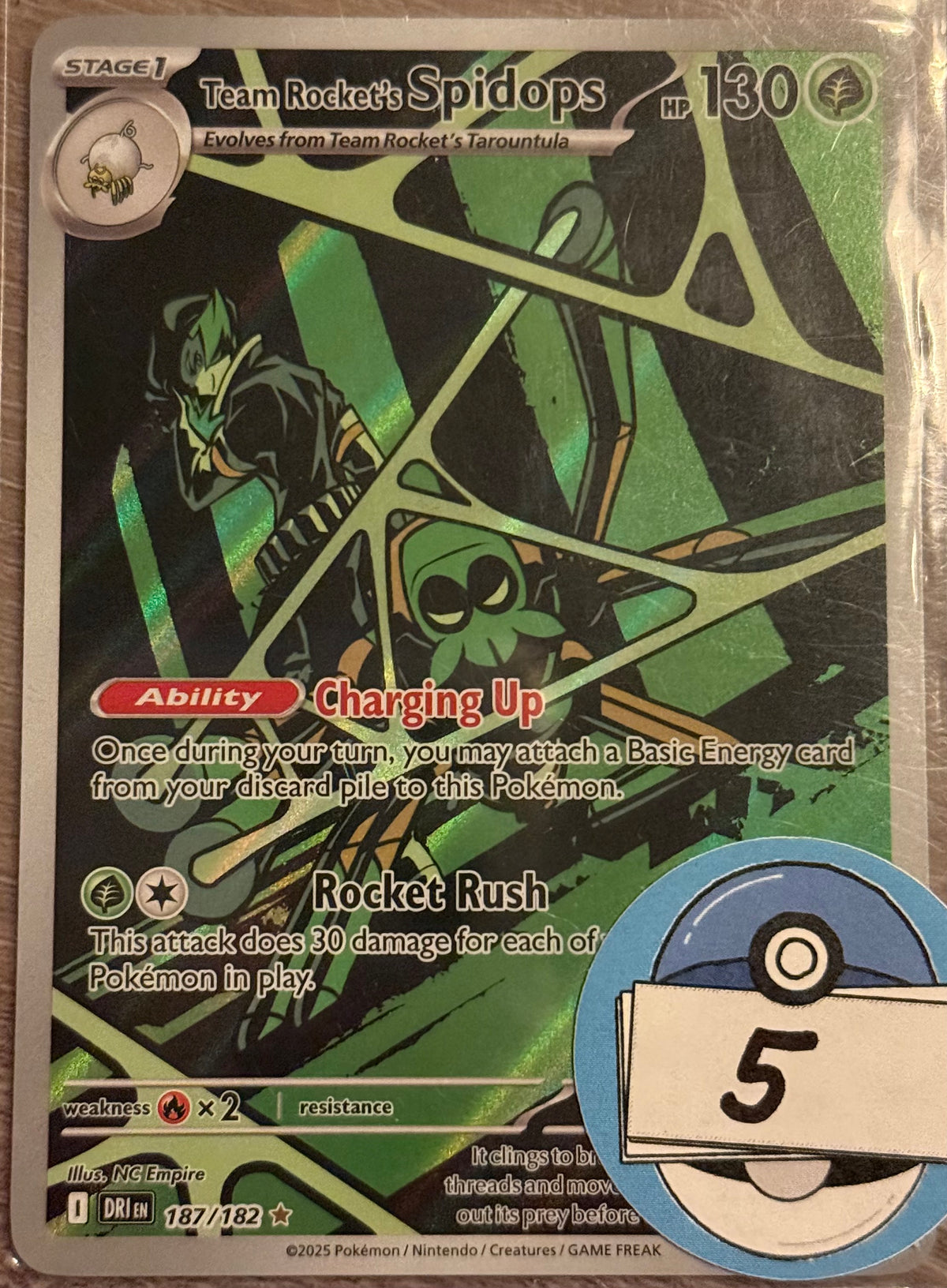 Near Mint - Team Rocket's Spidops 187/182 - Scarlet & Violet: Destined Rivals