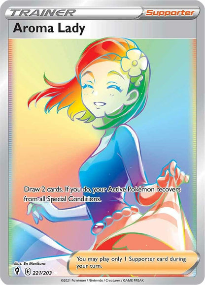 Near Mint - Trainer: Aroma Lady (Rainbow Rare) 221/203 - Sword & Shield: Evolving Skies