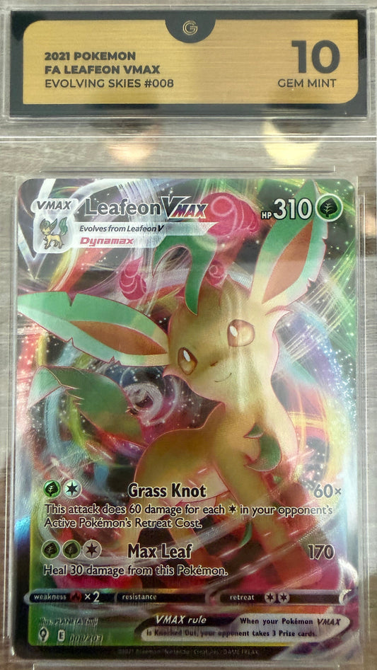 Global Grading Slab - Gem Mint 10 Leafeon VMAX 008/203 - Sword & Shield: Evolving Skies