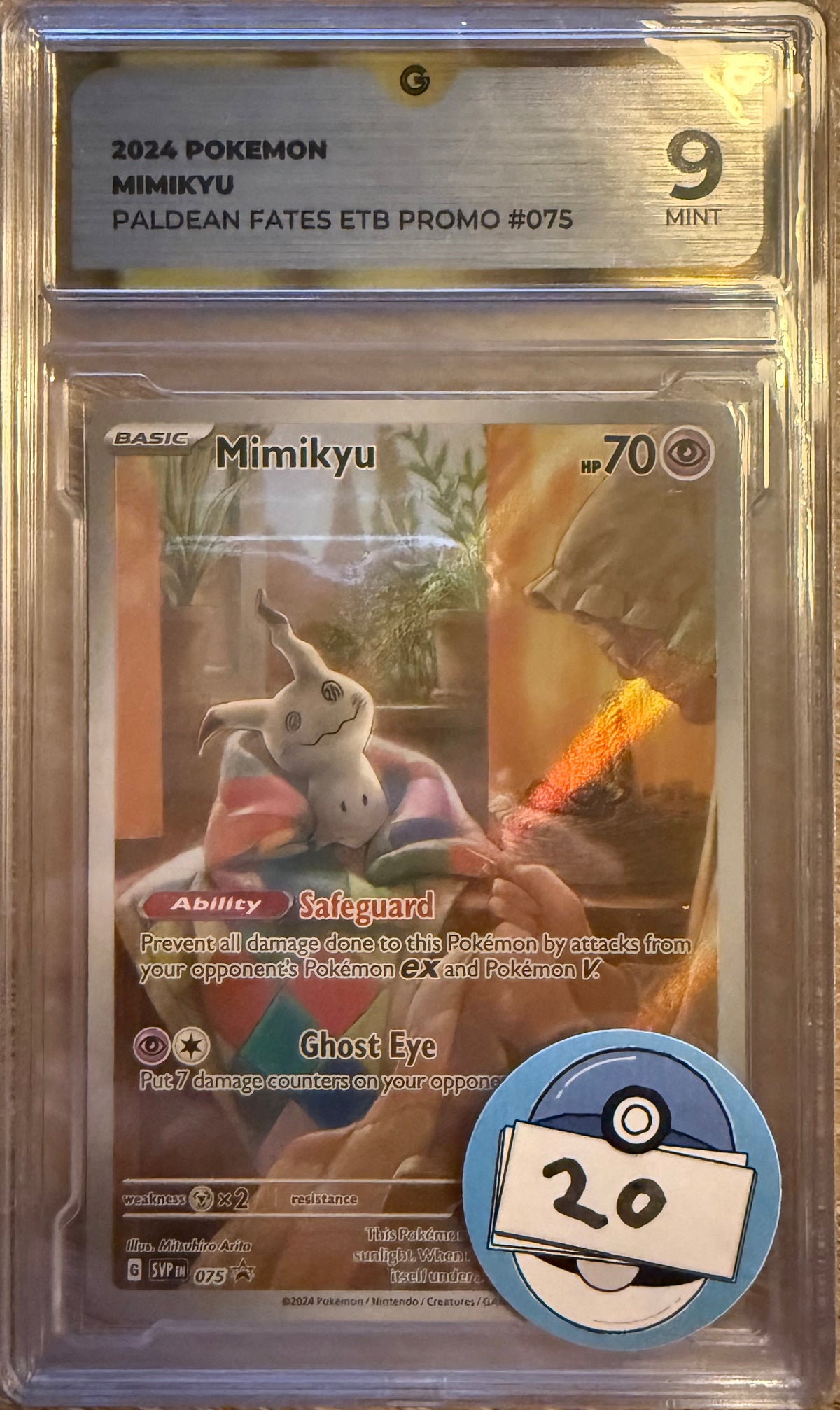 Global Grading Slab - Mint 9 Mimikyu ETB Promo 75 - Scarlet & Violet Promo's