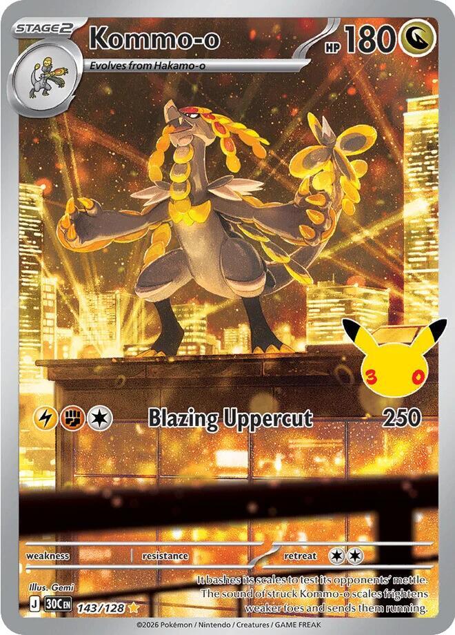 Near Mint - Kommo-o 143/128 - Pokémon 30th Celebration
