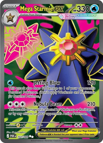 Near Mint - Mega Starmie EX 102/088 (secret rare) - Mega Evolution: Perfect Order