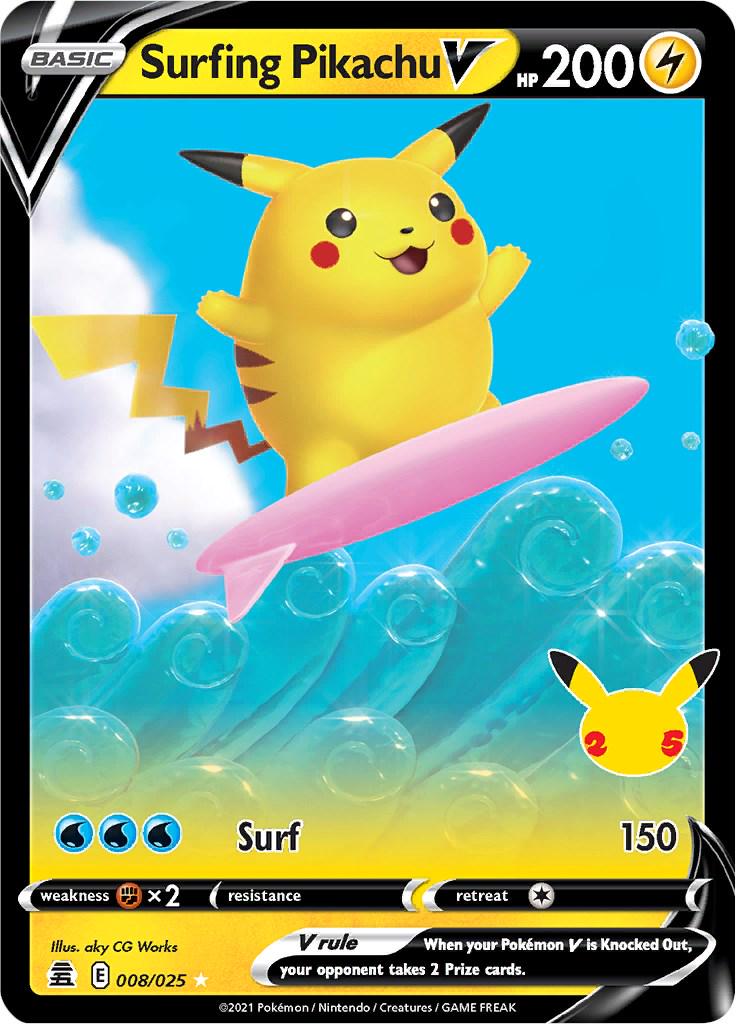 Near Mint - Surfing Pikachu V 008/025 - Pokémon 25th Celebration