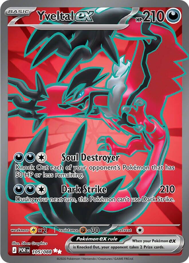 Near Mint - Yveltal EX 105/088 - Mega Evolution: Perfect Order